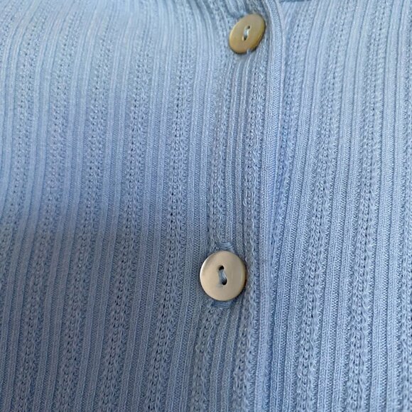 OAK + FORT Baby Blue Crooped Pointelle Mockneck Cardigan Top Sz S - Picture 4 of 6